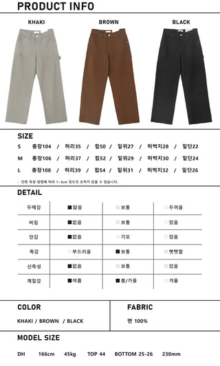 Carpenter Rivet Pocket Cotton Wide Pants