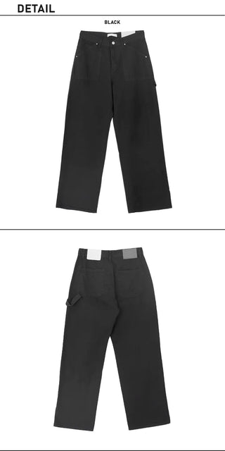 Carpenter Rivet Pocket Cotton Wide Pants