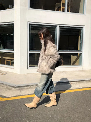 Suede Shirred Long Boots