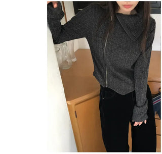 Yves Asymmetrical Knit Zip-up
