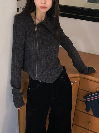 Yves Asymmetrical Knit Zip-up