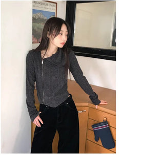 Yves Asymmetrical Knit Zip-up