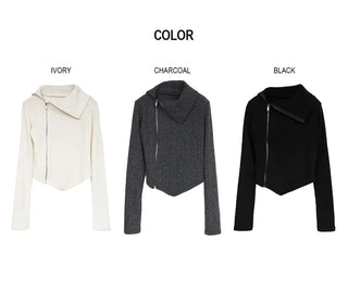 Yves Asymmetrical Knit Zip-up