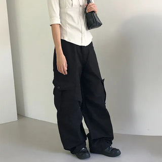 Big Pocket Two-Button Wide Cargo Pants