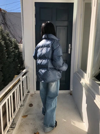 Back Pocket Washed Rolled-Up Wide Jeans