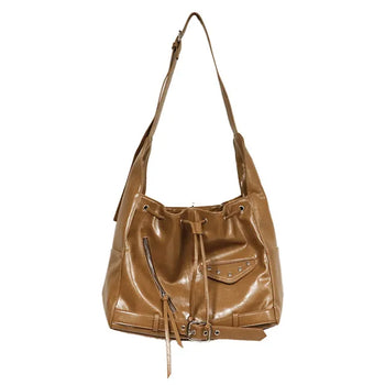 Enamel Shirred Crossbody Shoulder Bag