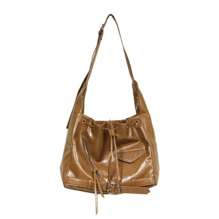 Enamel Shirred Crossbody Shoulder Bag