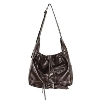 Enamel Shirred Crossbody Shoulder Bag