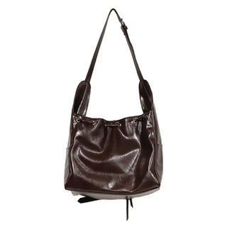 Enamel Shirred Crossbody Shoulder Bag