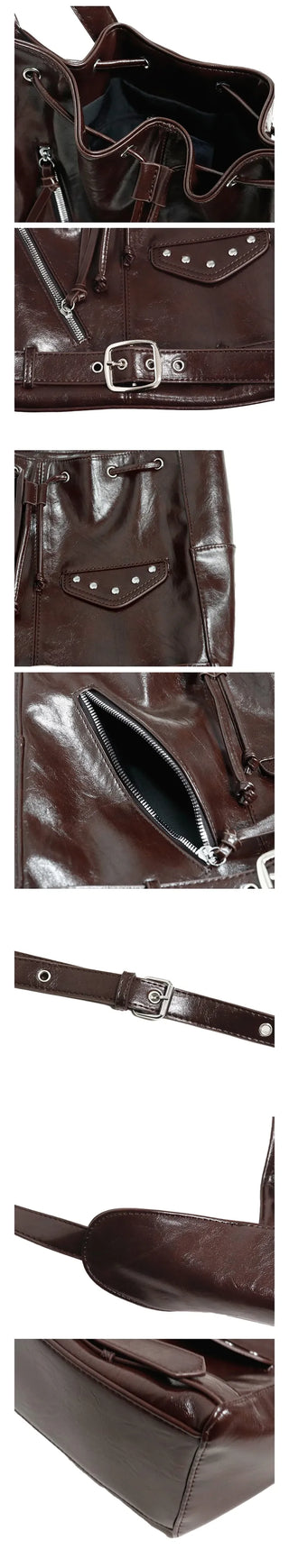 Enamel Shirred Crossbody Shoulder Bag