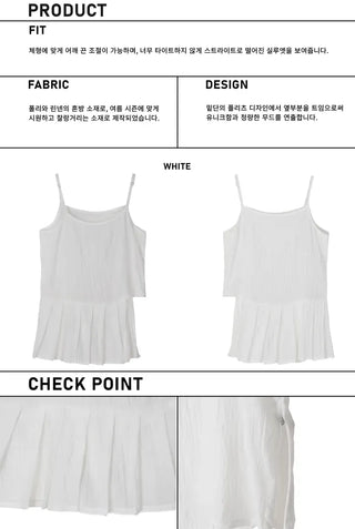 Pleated Layered Side-Slit Linen Bustier Sleeveless Dress