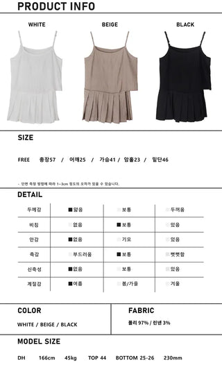 Pleated Layered Side-Slit Linen Bustier Sleeveless Dress