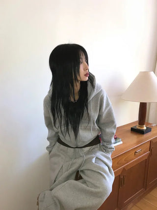 Basic Crop Zip-Up Hoodie