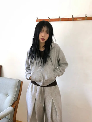 Basic Crop Zip-Up Hoodie