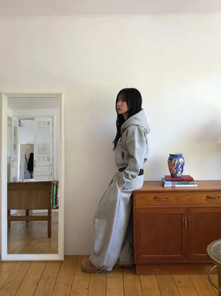 Basic Crop Zip-Up Hoodie