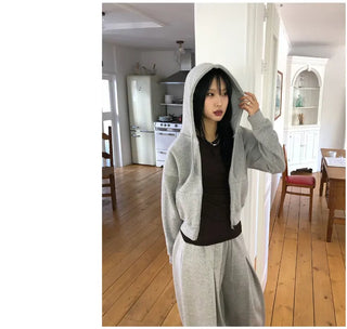 Basic Crop Zip-Up Hoodie