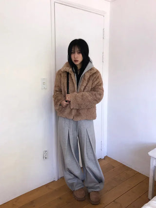 Basic Crop Zip-Up Hoodie