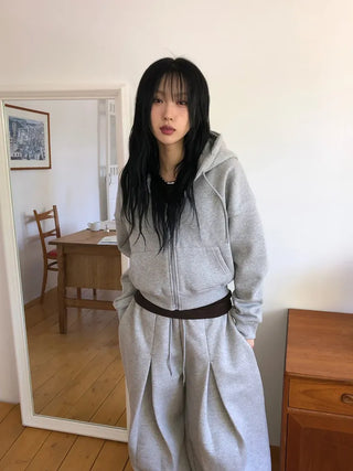 Basic Crop Zip-Up Hoodie