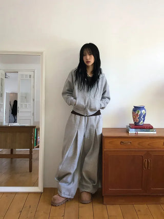 Basic Crop Zip-Up Hoodie