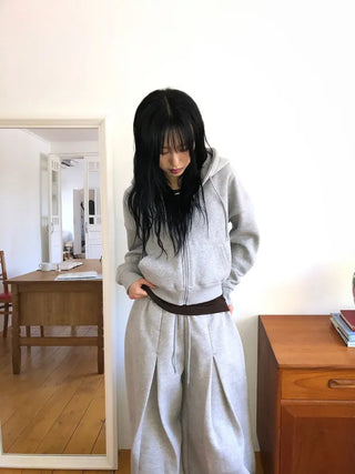 Basic Crop Zip-Up Hoodie