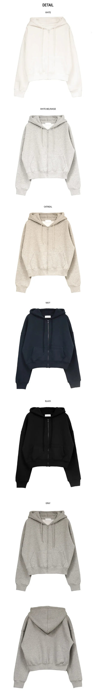 Basic Crop Zip-Up Hoodie