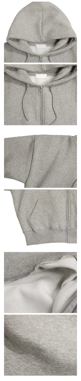 Basic Crop Zip-Up Hoodie