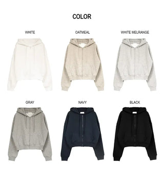 Basic Crop Zip-Up Hoodie