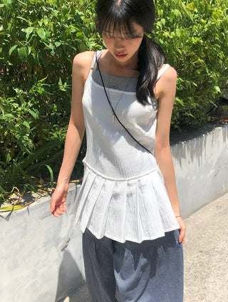 Striped Shirred Pleated Wide Fanding Pants