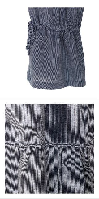 Striped Shirred Pleated Wide Fanding Pants
