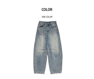 Line Curve Washed Balloon Jeans