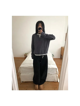 Med Henley Neck Button Knit