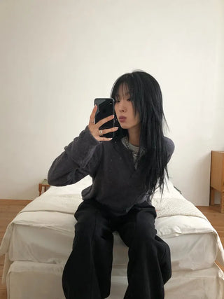 Med Henley Neck Button Knit