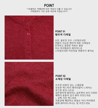 Med Henley Neck Button Knit