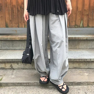 Nylon Pintuck Wide Elastic Waist Balloon Pants
