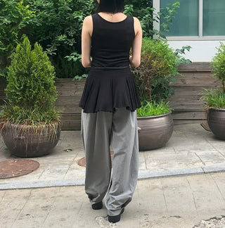 Nylon Pintuck Wide Elastic Waist Balloon Pants