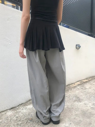 Nylon Pintuck Wide Elastic Waist Balloon Pants