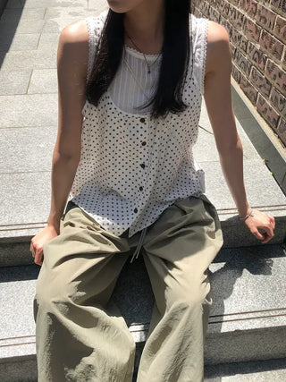Nylon Pintuck Wide Elastic Waist Balloon Pants