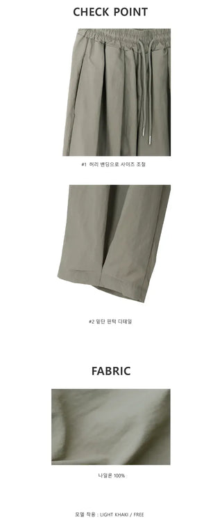 Nylon Pintuck Wide Elastic Waist Balloon Pants