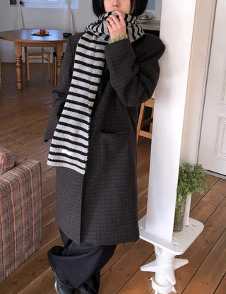 Single Check Wool Long Coat