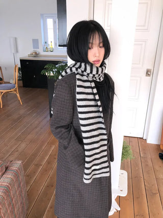 Single Check Wool Long Coat