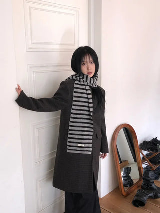 Single Check Wool Long Coat