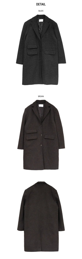 Single Check Wool Long Coat