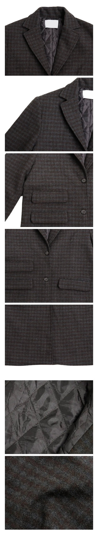 Single Check Wool Long Coat