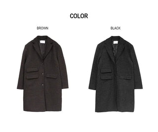 Single Check Wool Long Coat