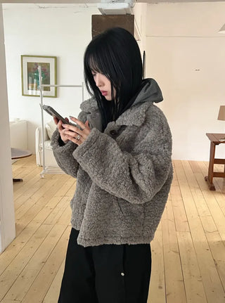 Fluffy Boucle Short Jacket
