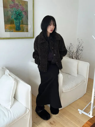 Fluffy Boucle Short Jacket