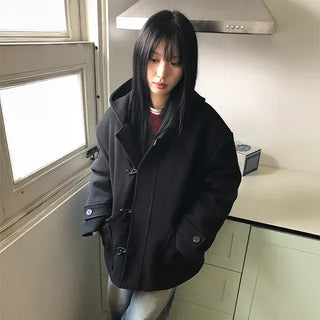 Furmue Wool Hooded Half Coat