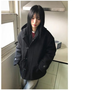 Furmue Wool Hooded Half Coat