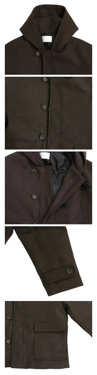 Furmue Wool Hooded Half Coat