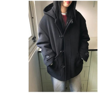 Furmue Wool Hooded Half Coat